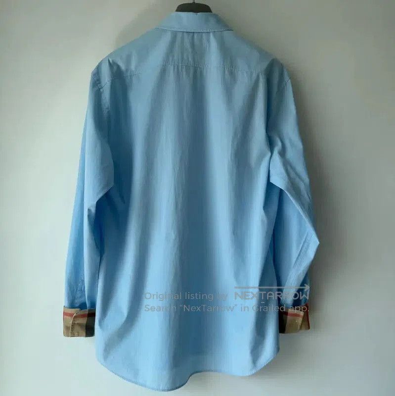 Burberry Light Blue Cotton Long Sleeve Shirt.