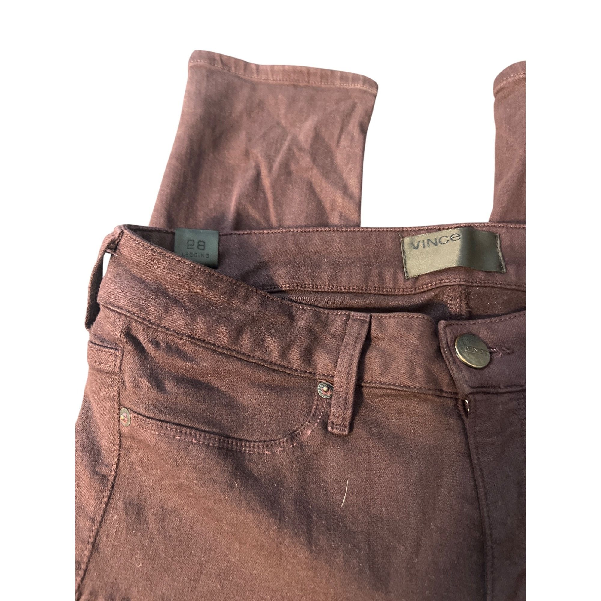 Vince Vince Maroon Stretch Cotton Skinny Jeans Jegging Purple Faux Size 28" / US 6 / IT 42 - 2 Thumbnail