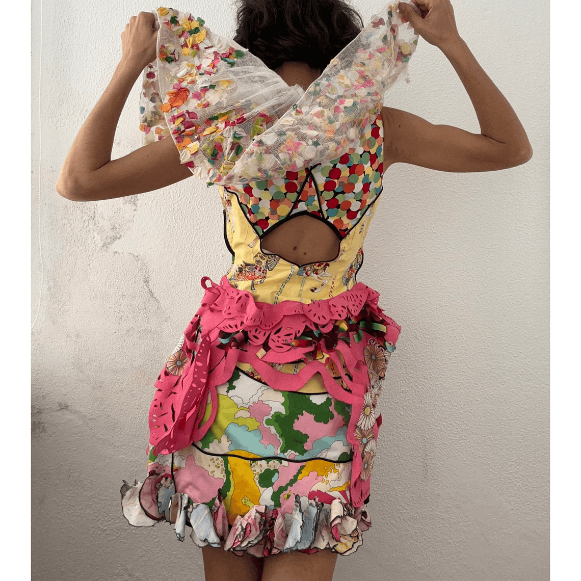 Designer Designer patchwork cotton colorful avant garde mini dress Size M / US 6-8 / IT 42-44 - 2 Thumbnail