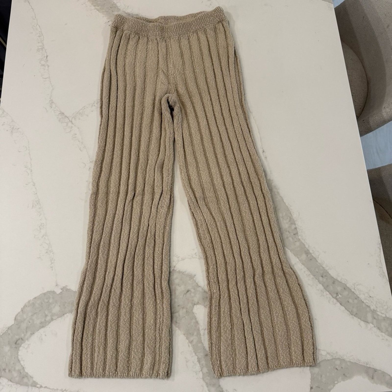 Free People Free People Beach Wide Rob Knit Pants Womens Small Oatmeal Size 28" / US 6 / IT 42 - 2 Thumbnail