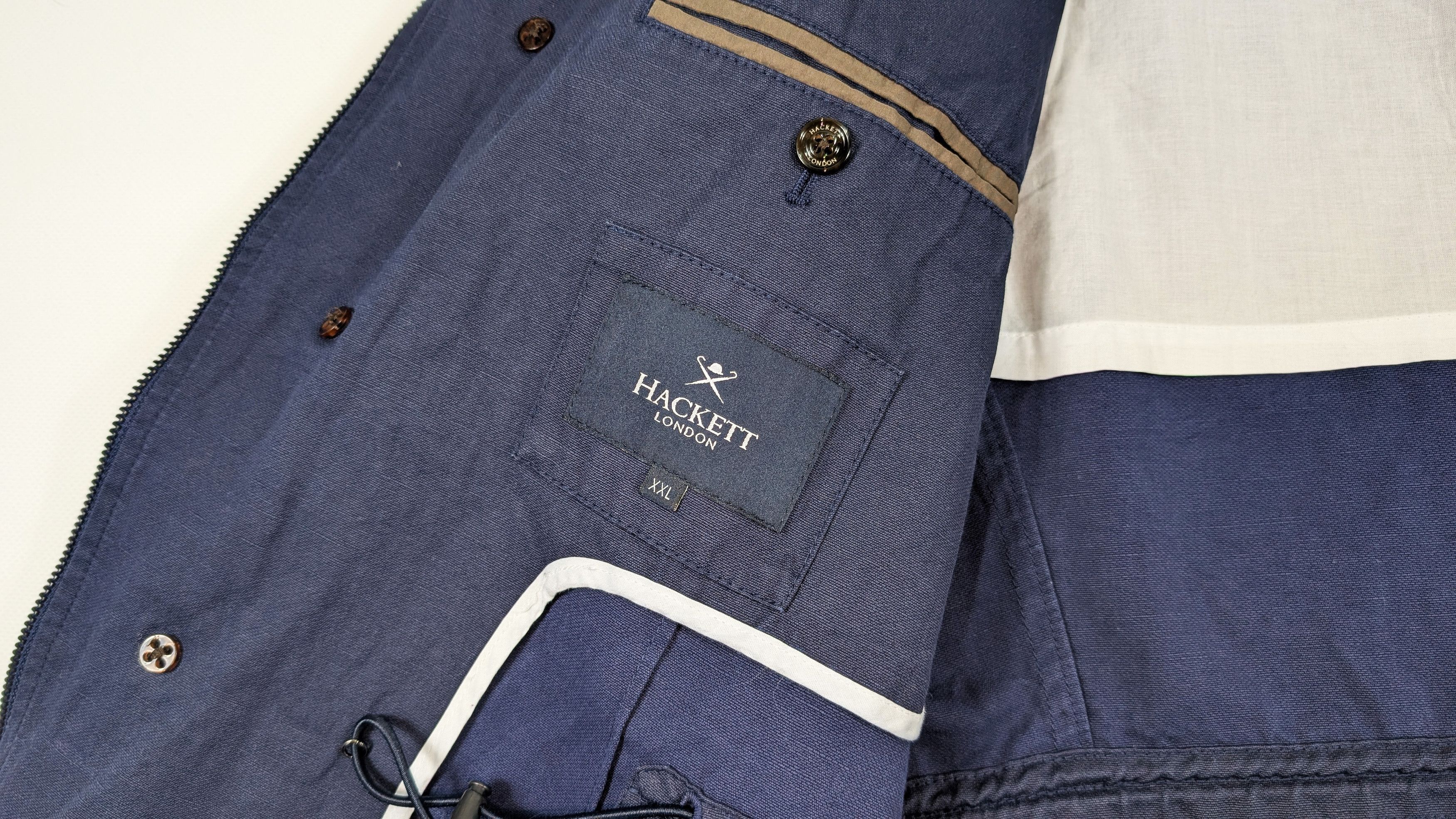 Hackett Hackett London Waxed Cotton Linen Safari Navy Jacket Size US XXL / EU 58 / 5 - 8 Thumbnail
