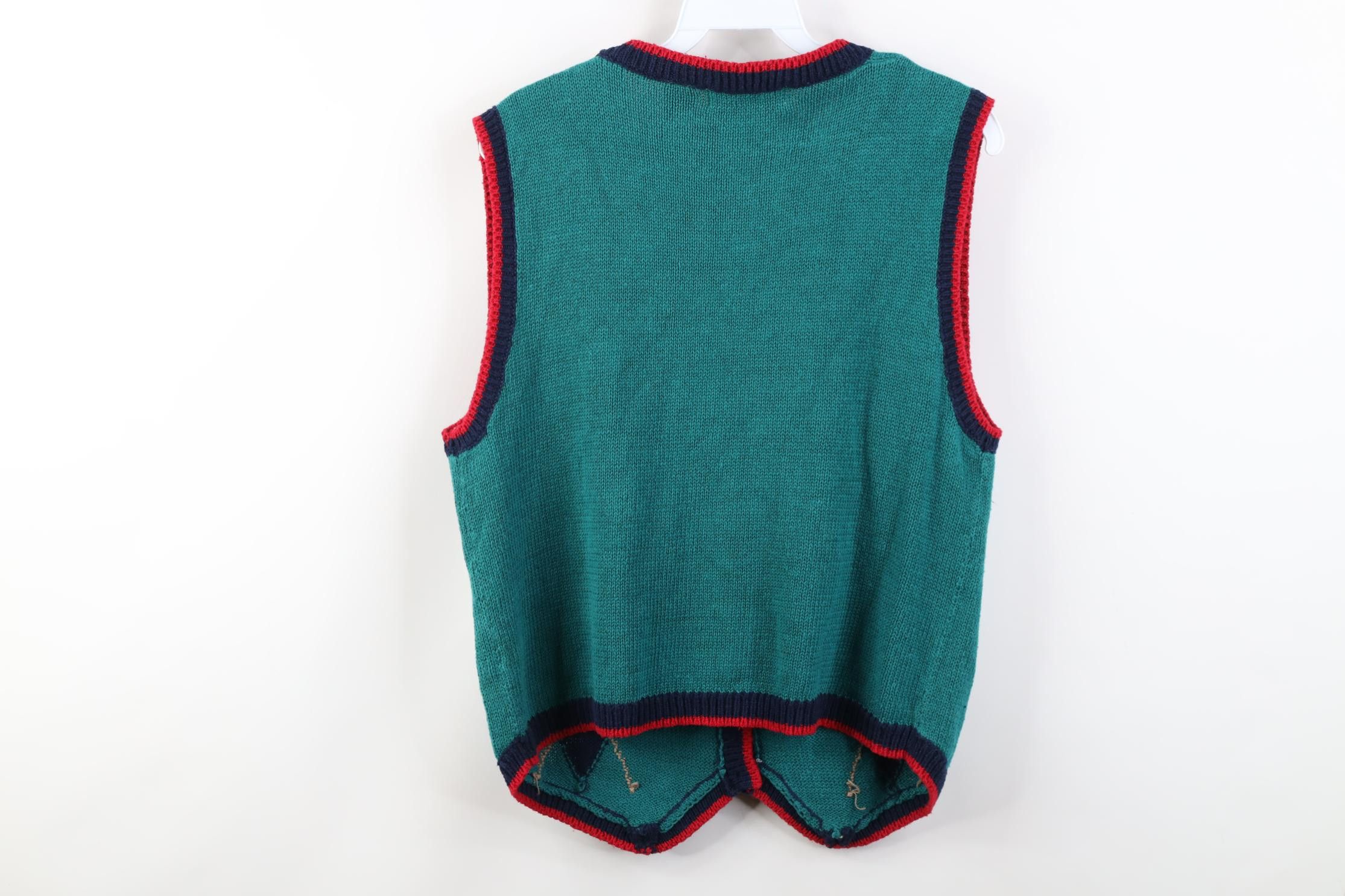 Vintage Vintage 90s Streetwear Diamond Knit Cardigan Sweater Vest Size M / US 6-8 / IT 42-44 - 6 Thumbnail
