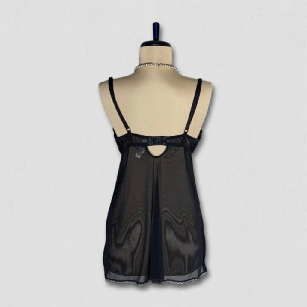 Vintage Sheer Babydoll Nightgown Lace Trim Black/White L Size L / US 10 / IT 46 - 2 Thumbnail