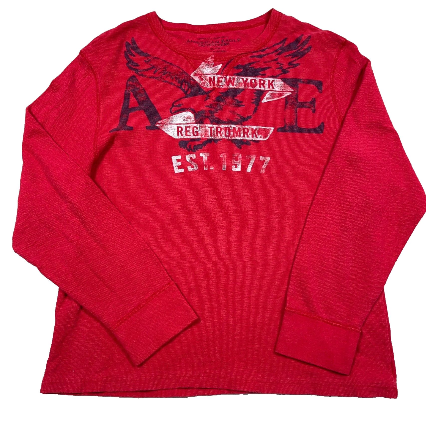American Eagle Outfitters VINTAGE American Eagle Outfitters Shirt Men XL Red Thermal Waffle Knit Big Logo Bird Graphic T-Shirt Size US XL / EU 56 / 4 - 2 Thumbnail