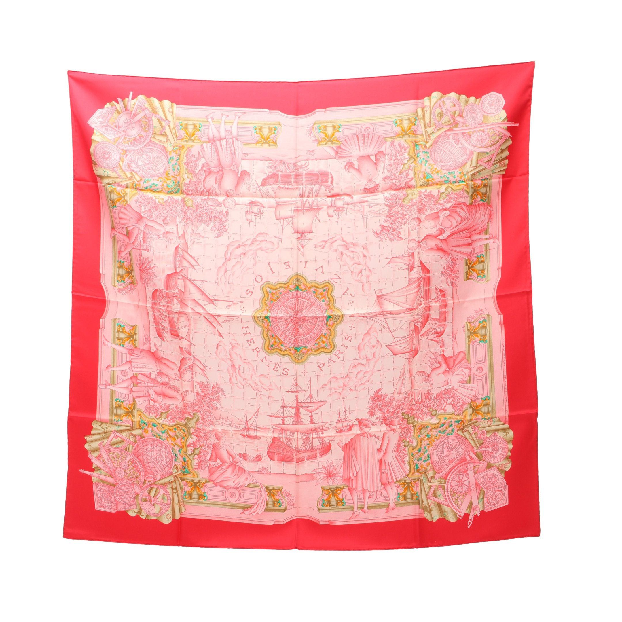 Hermes Hermes Carres 90 Azvlejos Scarf Silk Pink Red Multicolor Size ONE SIZE - 1 Thumbnail