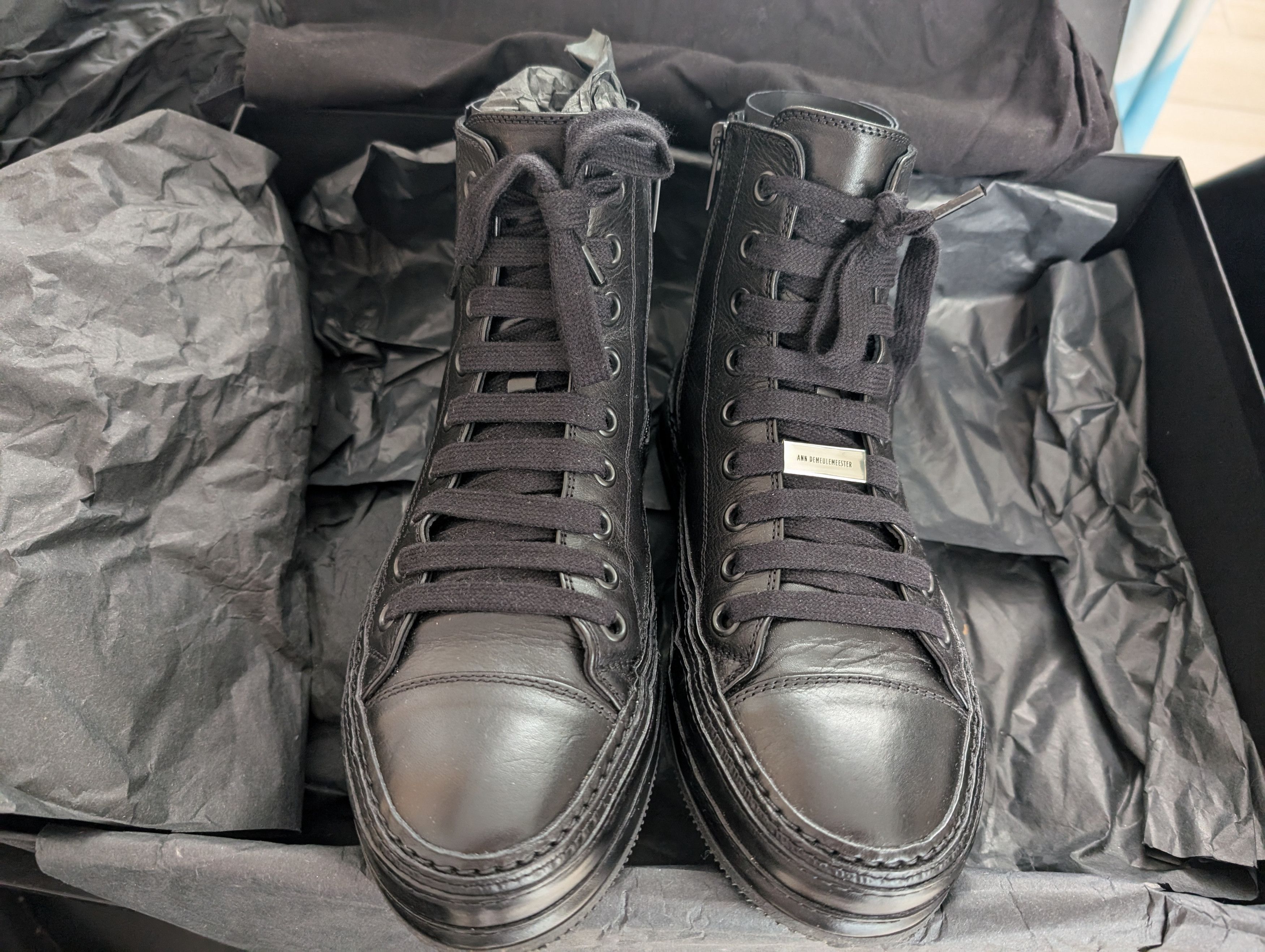 【箱付き美品】ANN DEMEULEMEESTER Raven Sneakers Raven Sneakers Black – Ann Demeulemeester