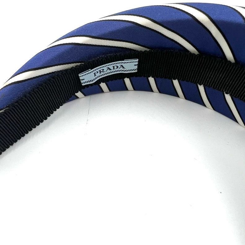 Prada Prada Blue and White Striped Headband -2505 Size ONE SIZE - 5 Thumbnail