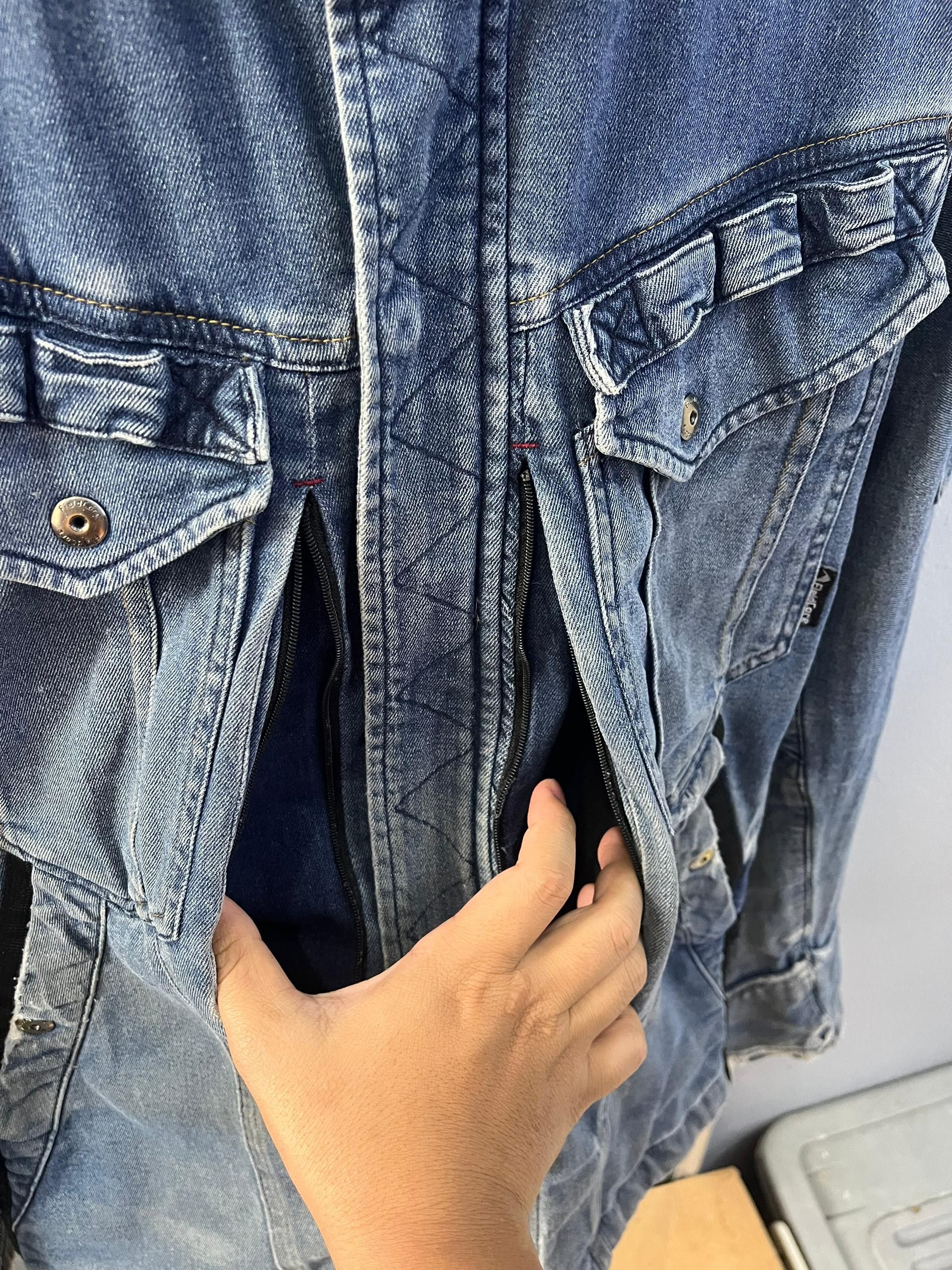 Japanese Brand FieldCore Distressed Workwear Denim Jacket Hidden Hood Size US M / EU 48-50 / 2 - 6 Thumbnail