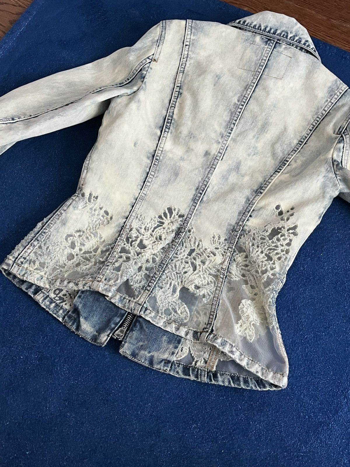Diesel Denim Jacket With Lace & Corset Boning Details