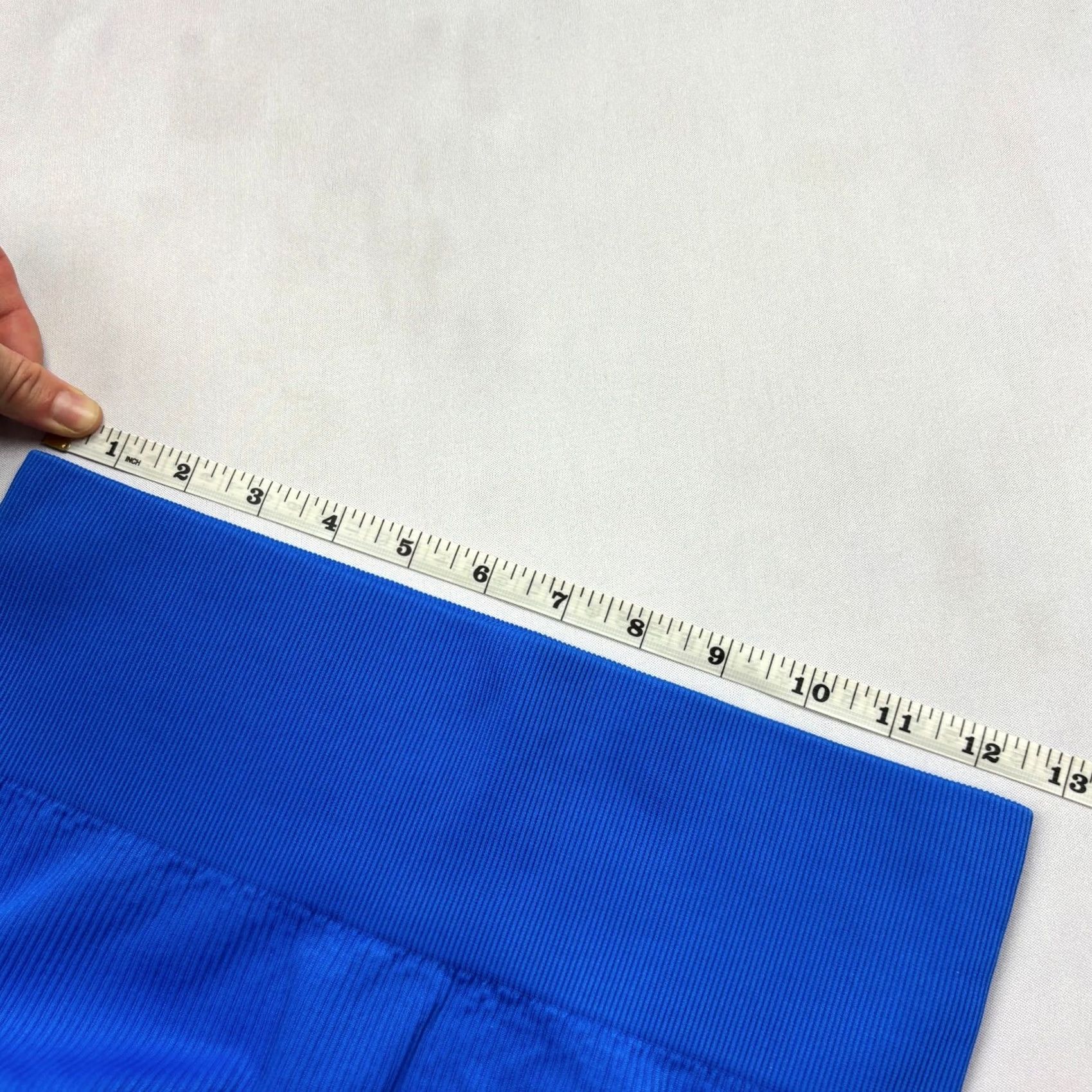 Vintage OQQ High Waist Ribbed Leggings Pants Large Blue Women Regular Ankle Gym Yoga Pilates Size 36" / US 14 / IT 50 - 6 Thumbnail