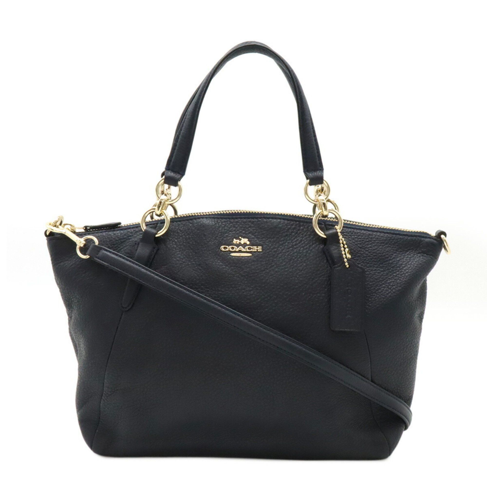 Coach Small Kelsey Satchel Handbag Shoulder Bag Pebbled Leather Midnight Dark Navy F36675, Women's