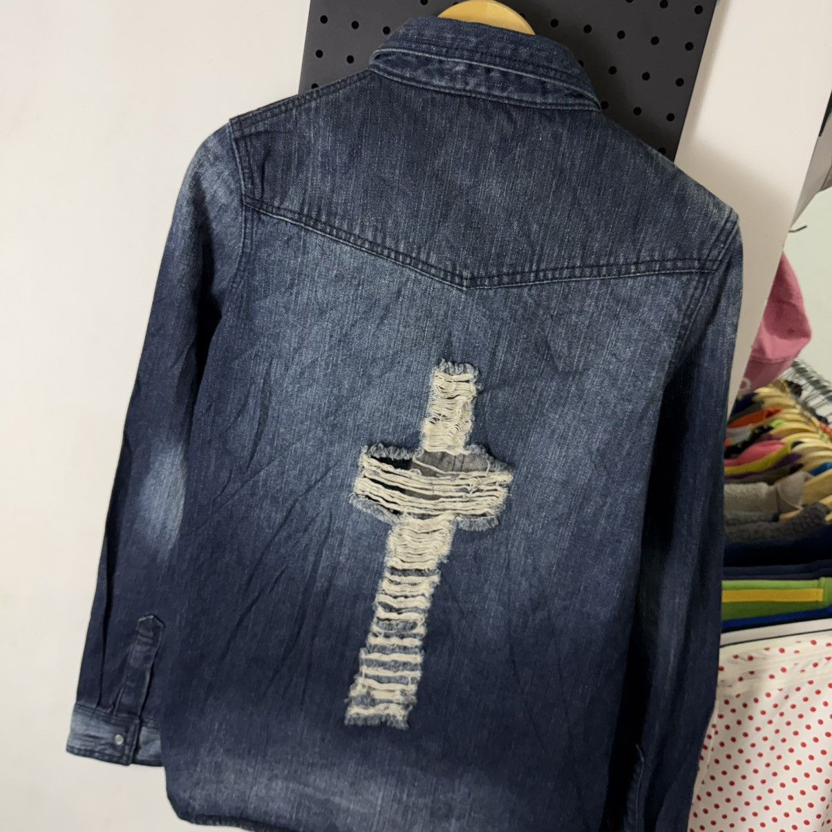 Japanese Brand Maison gilfy distressed spike stud denim shirt Size M / US 6-8 / IT 42-44 - 6 Thumbnail