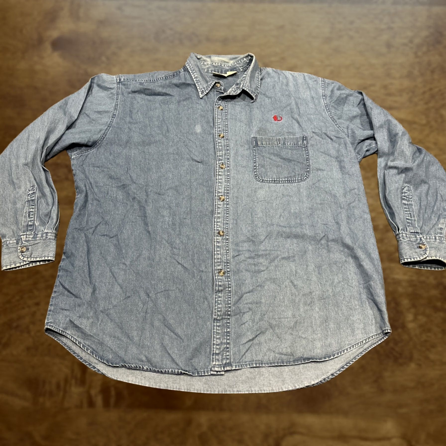 Vintage VINTAGE 1250 North Button-Up Long Sleeve Cowboy Shirt 2XL Cotton Denim Blue Size US XXL / EU 58 / 5 - 1 Thumbnail