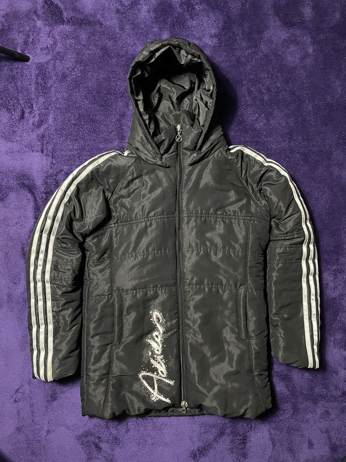 Adidas × Vintage 2000s style Adidas vintage black jacket with stripes Size L / US 10 / IT 46 - 1 Thumbnail