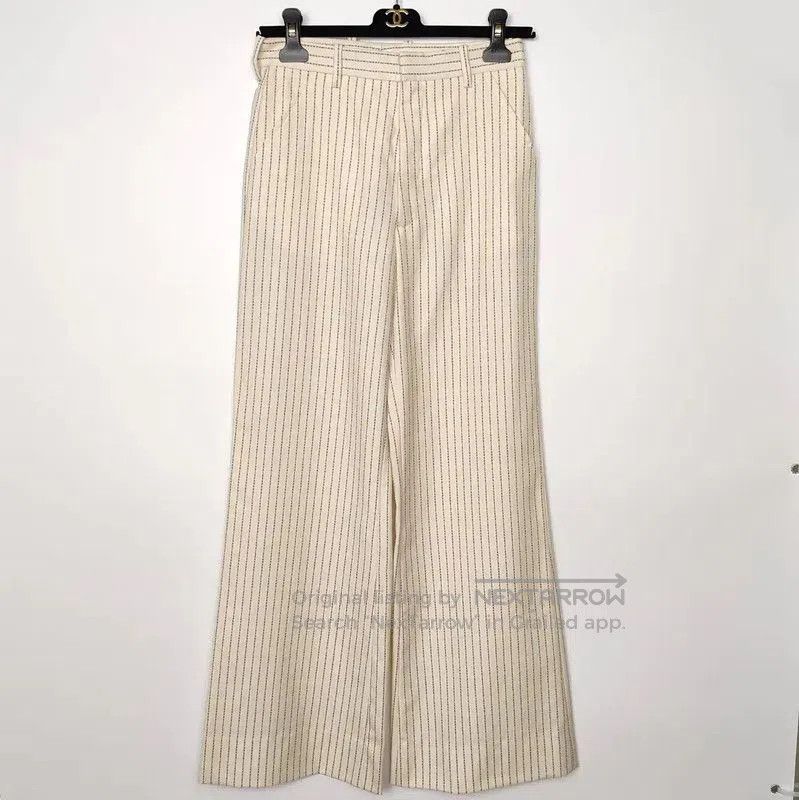 Maison Margiela Maison Margiela Cream Wool Wide-Leg Trousers . Size 27" / US 4 / IT 40 - 1 Thumbnail