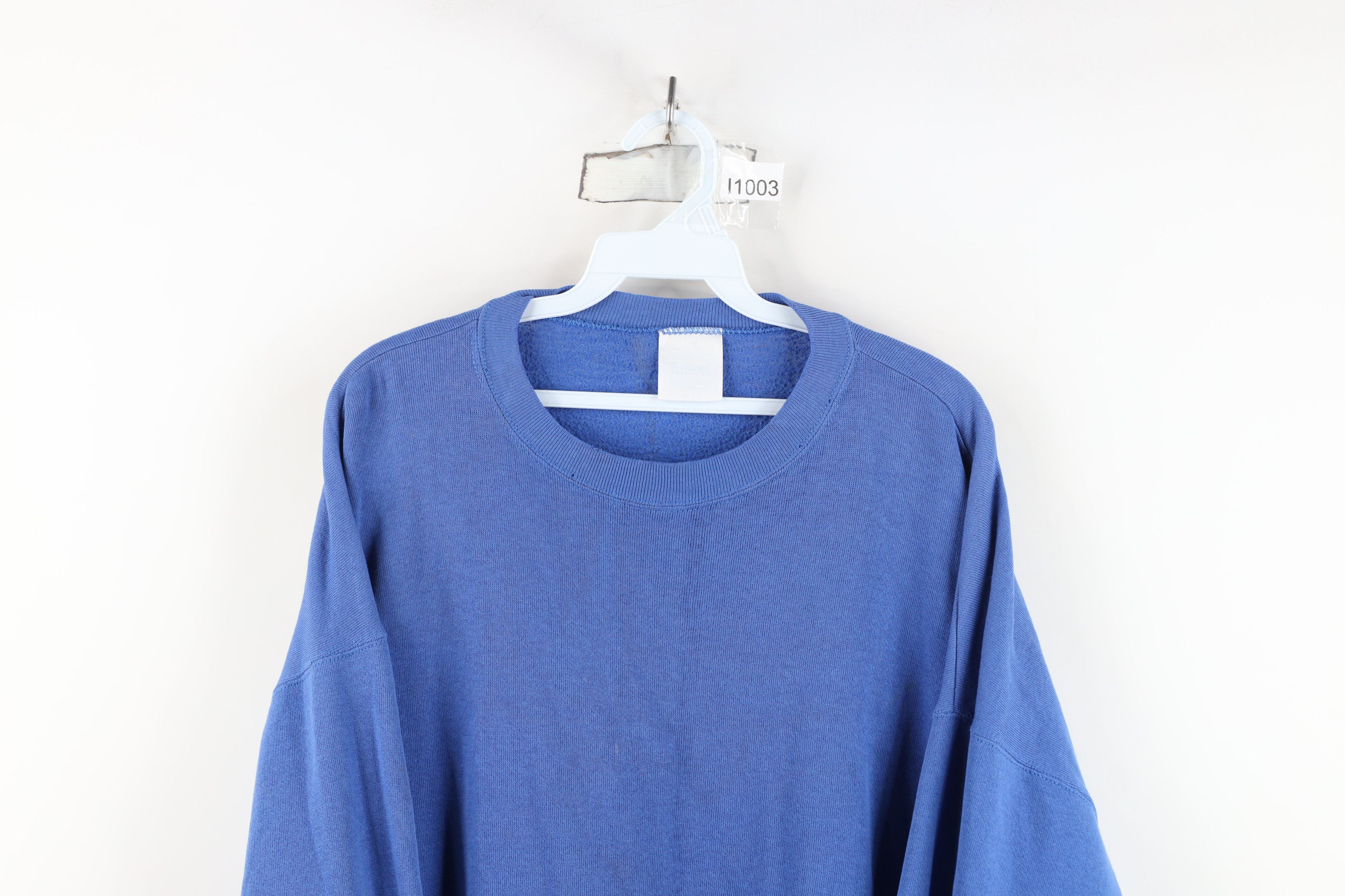 Vintage Vintage 90s Streetwear Thin Blank Sweatshirt Royal Blue USA Size US XL / EU 56 / 4 - 2 Thumbnail