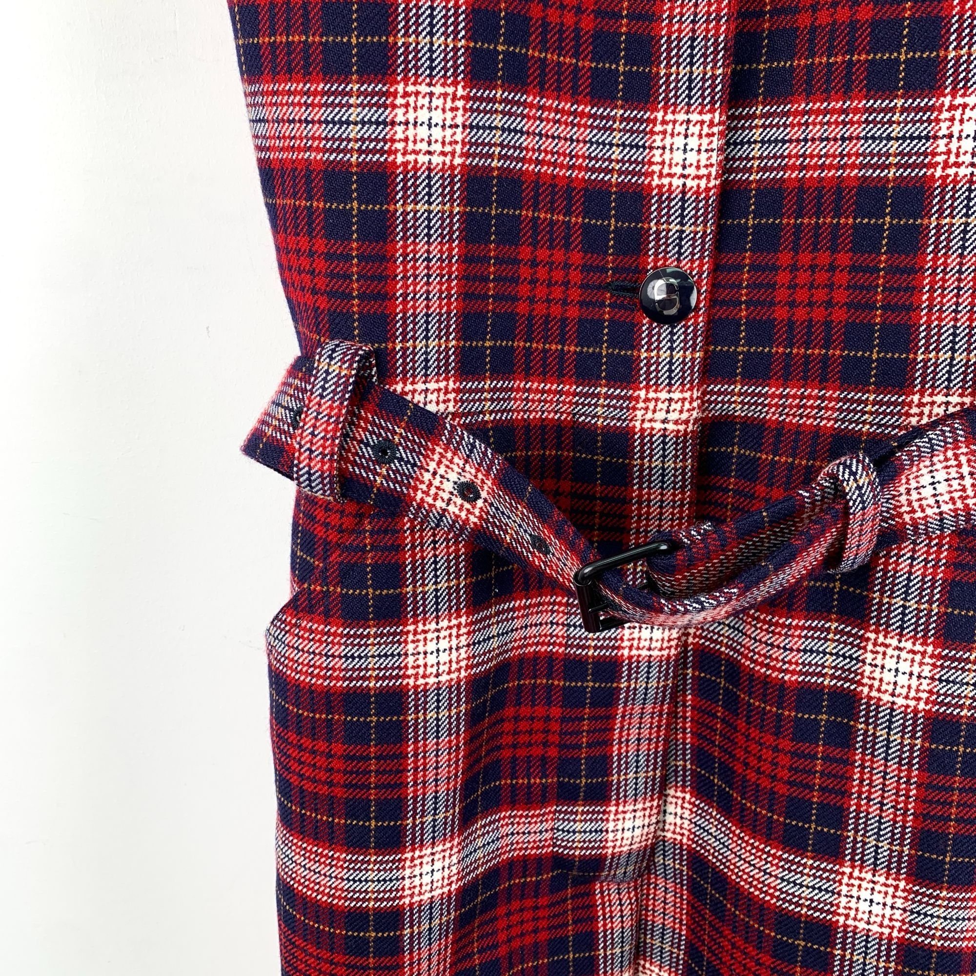 Dior Christian Dior Red Checkered Wool Short-Sleeve Jumpsuit W/ B Size XS / US 0-2 / IT 36-38 - 5 Thumbnail