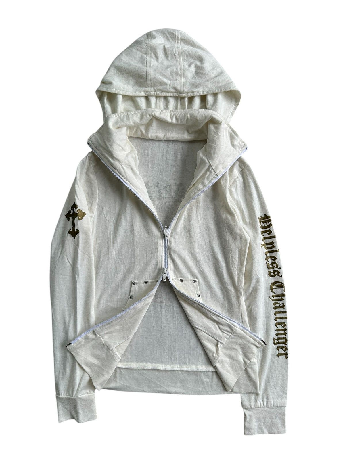20471120 2000s STUDDED GLITTER CROSS POEM ZIP HOODIE Size XS / US 0-2 / IT 36-38 - 3 Thumbnail