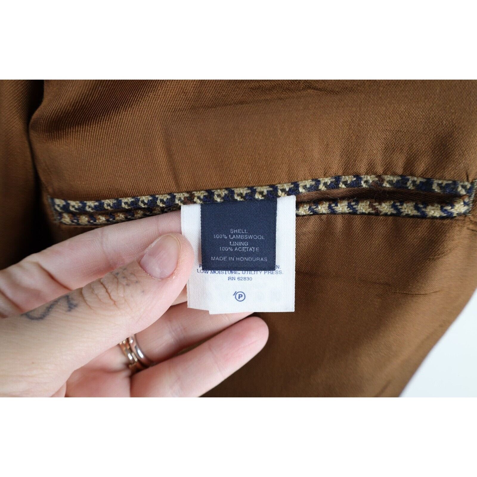 Lands' End × Vintage Vintage 90s Lands End Lambswool Houndstooth Suit Coat Size 44R - 11 Thumbnail