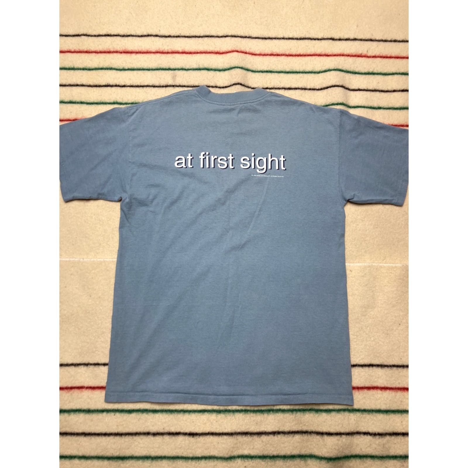 Vintage VINTAGE at first sight movie promo t shirt Val Kilmer blind braille 1998 MGM Lg Shirt Mens Blue 1990s Movie Size US L / EU 52-54 / 3 - 6 Thumbnail
