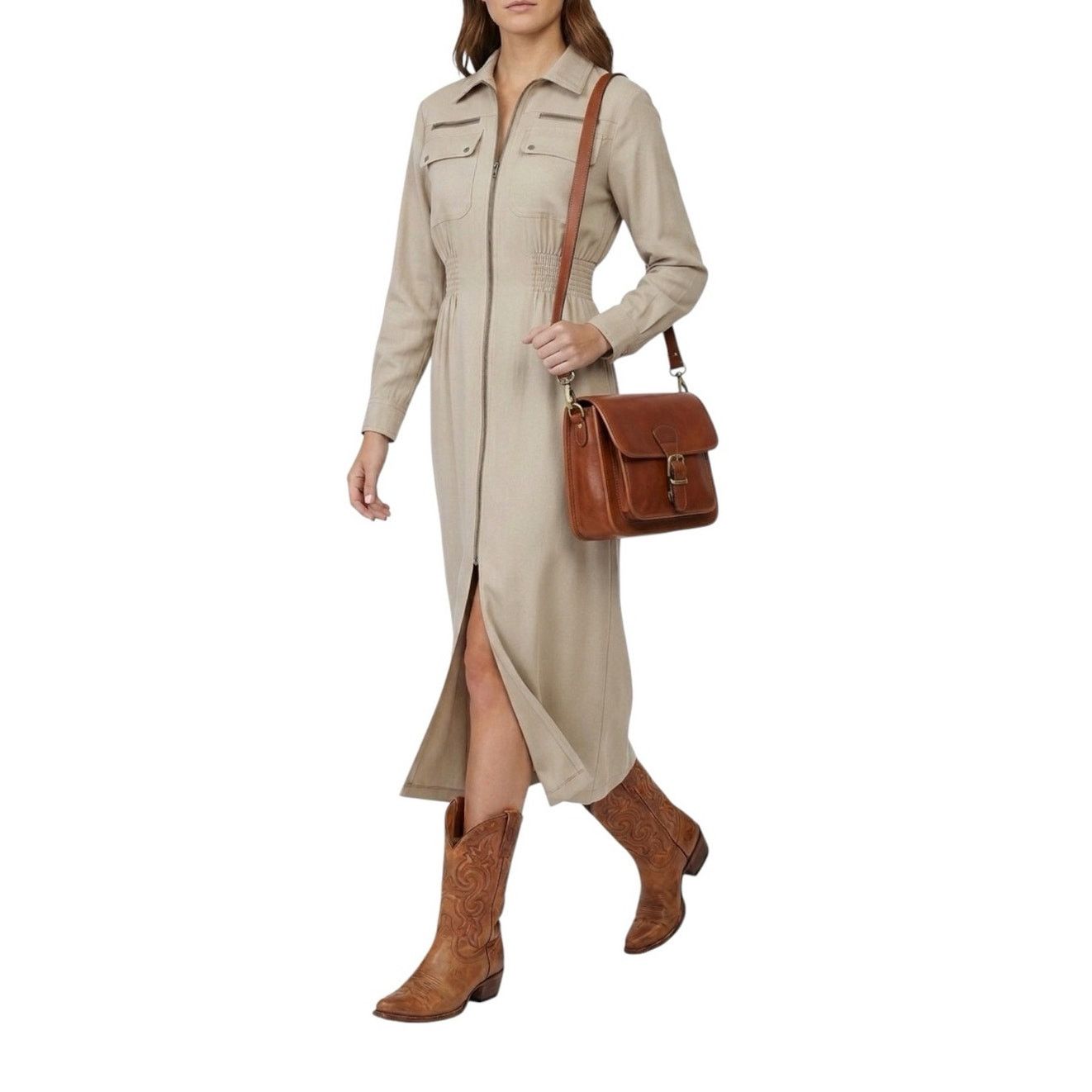 Vintage Karen Alexander vintage khaki full zip trench dress size 12 Size XL / US 12-14 / IT 48-50 - 1 Thumbnail
