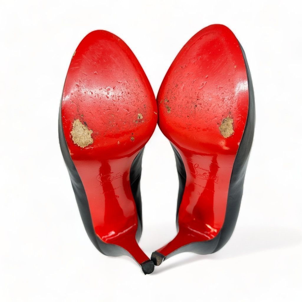 Christian Louboutin Christian Louboutin Very Prive Black Leather Peep Toe Pump Size US 5.5 / IT 35.5 - 8 Thumbnail