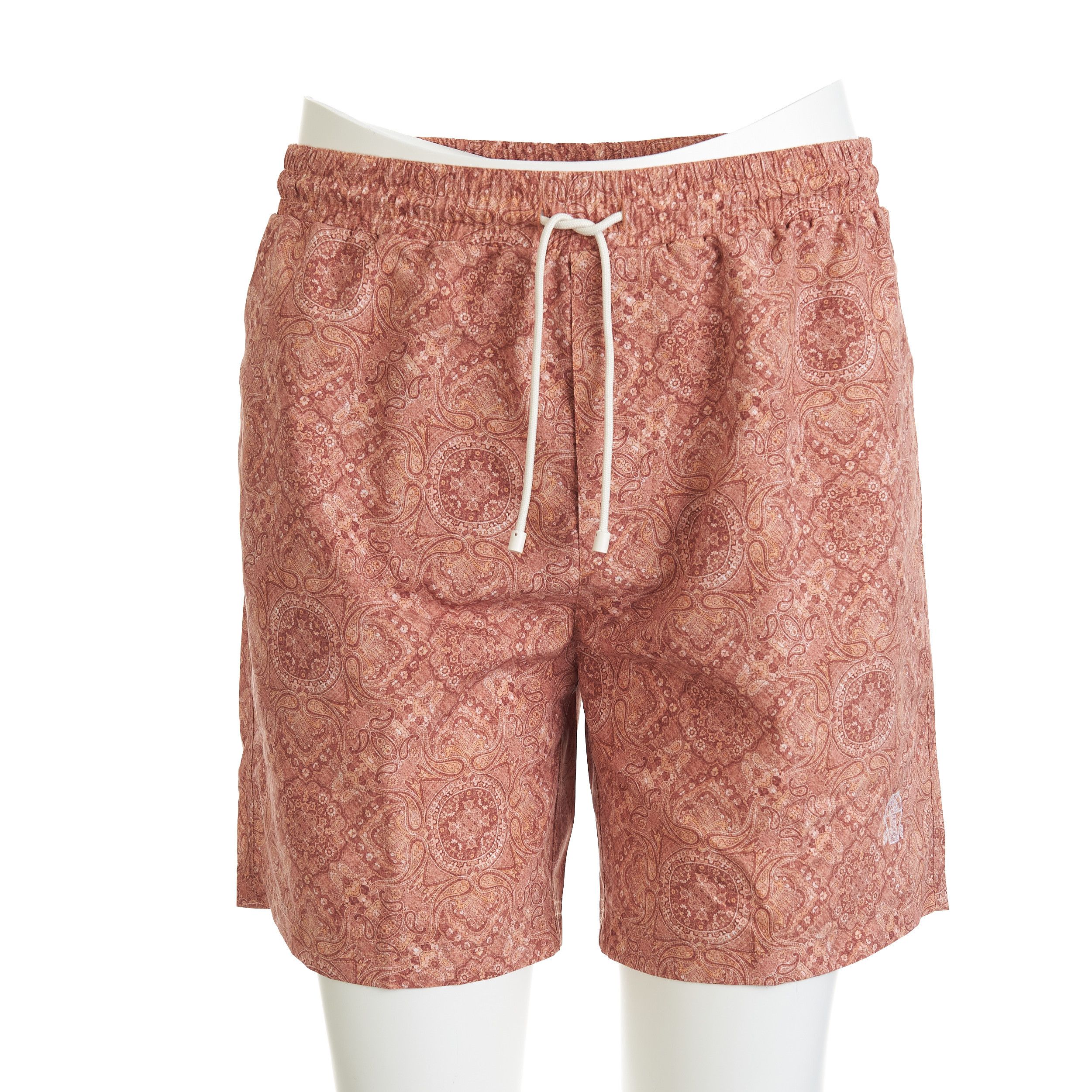 Orange Paisley Nylon Swim Shorts Size L