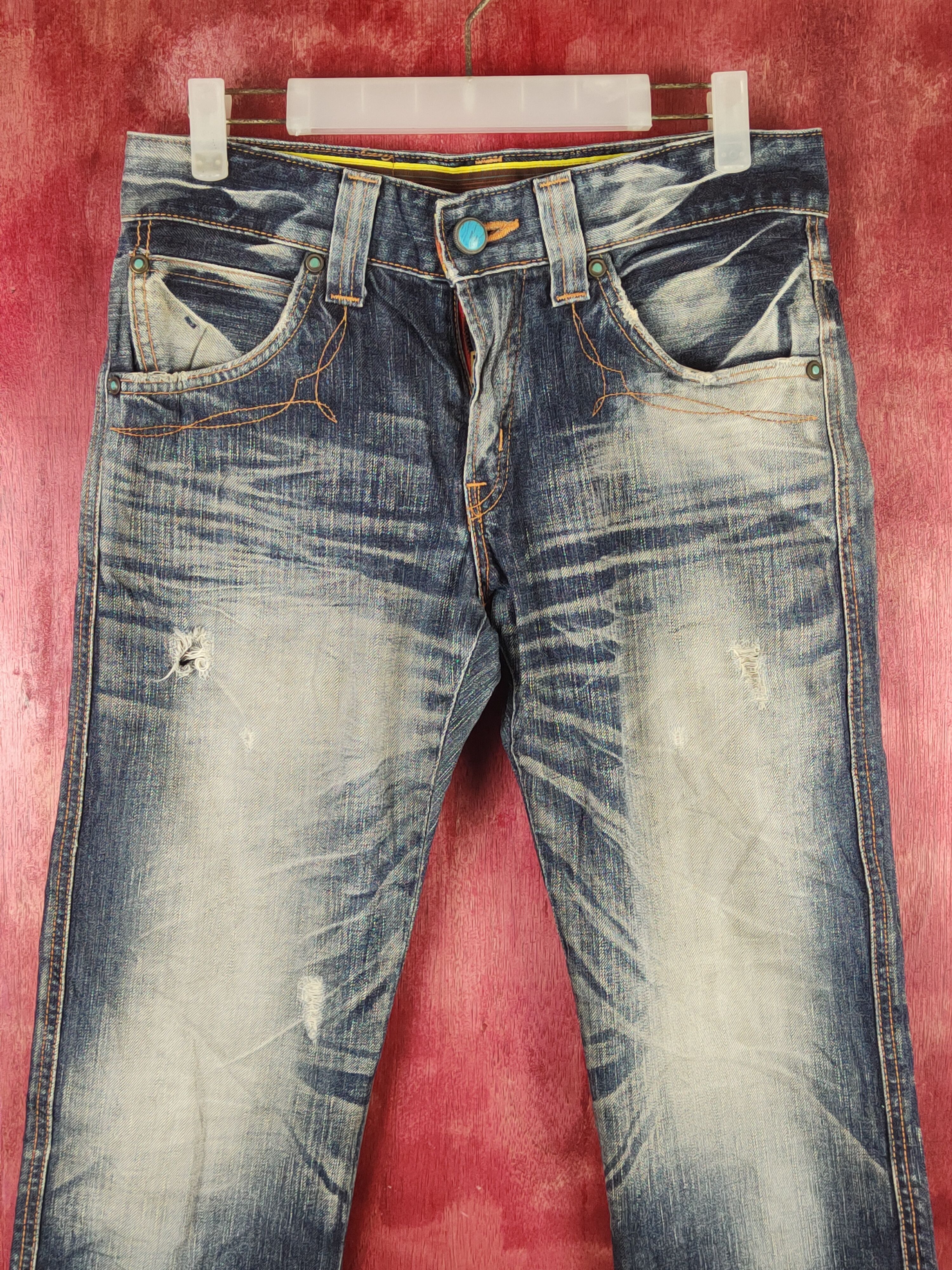 Edwin Edwin Dark Blue Distressed Ripped Jeans #S2367 Size US 29 - 2 Thumbnail
