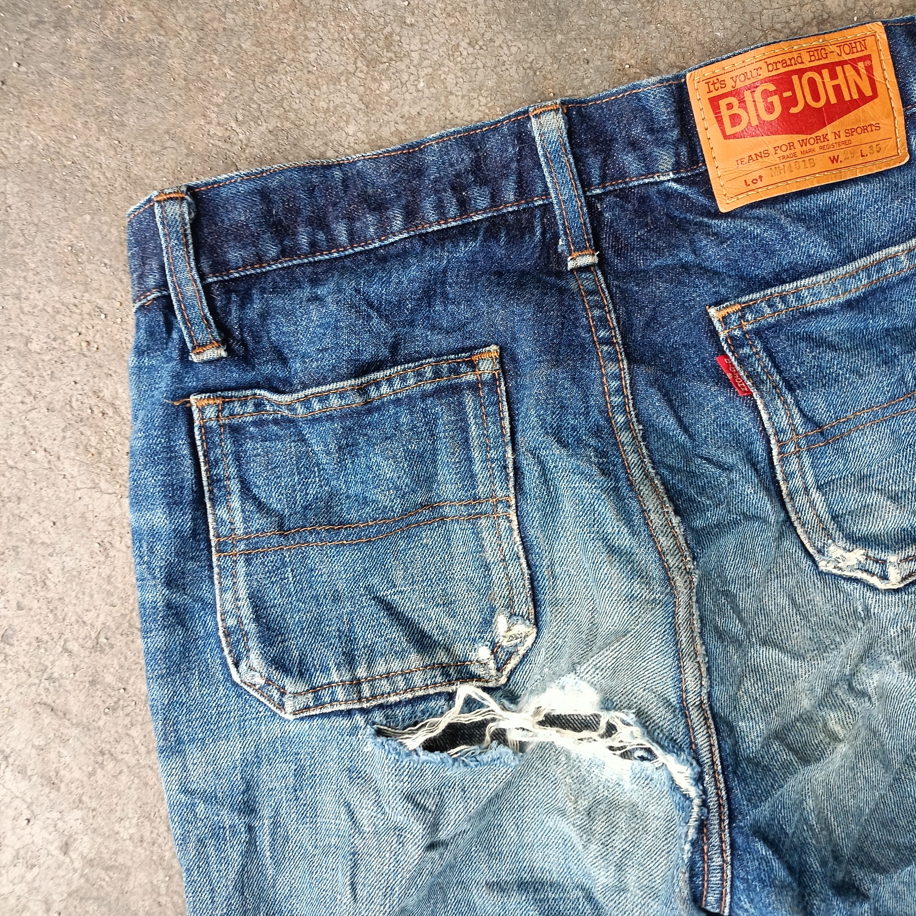 Japanese Brand Distressed boot Cut Vintage Big John Size 29" - 20 Thumbnail