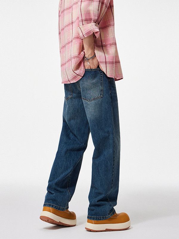 Japanese Brand Cleanfit Men's Retro Washed Loose Casual Straight Jeans Size US 32 / EU 48 - 3 Thumbnail
