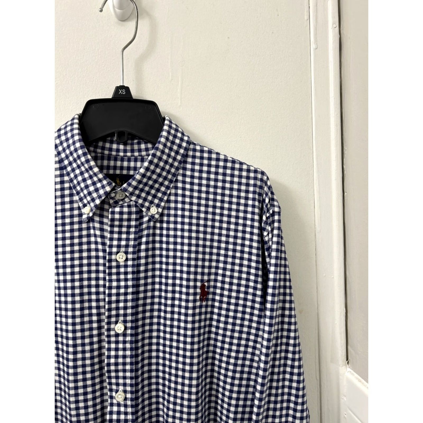 Ralph Lauren Ralph Lauren Knit Dress Shirt Mens L Blue Plaid Button-Down L/S Cotton Knit 28" 25" Pit to Pit Size 42R - 4 Thumbnail