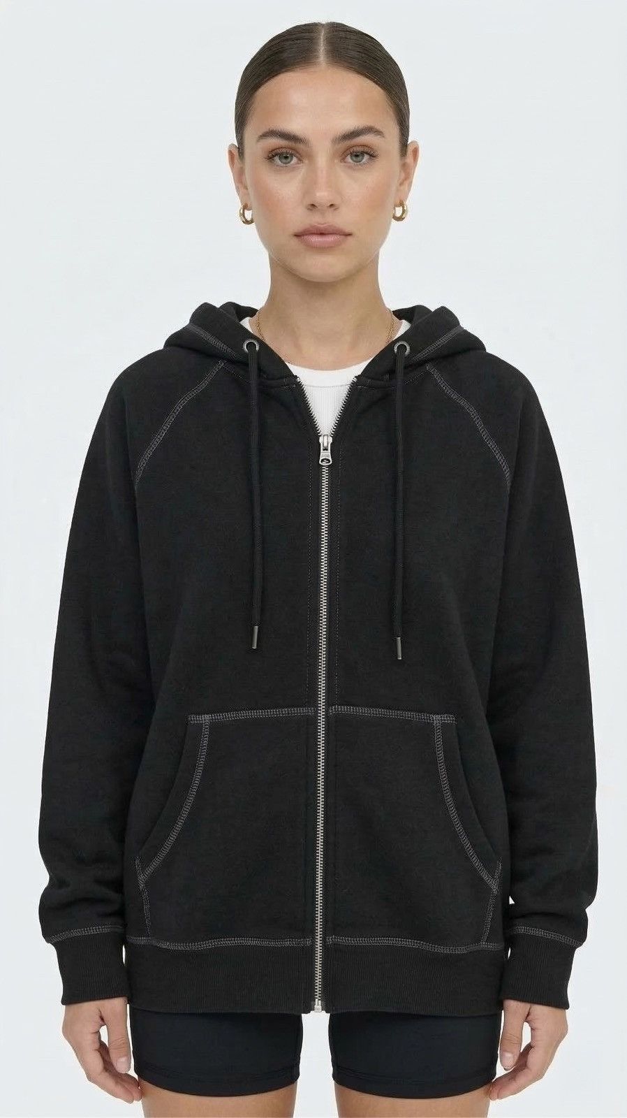 Other Women's Oversized Black Zip-Up Hoodie Sweatshirt-M Size M / US 6-8 / IT 42-44 - 2 Thumbnail