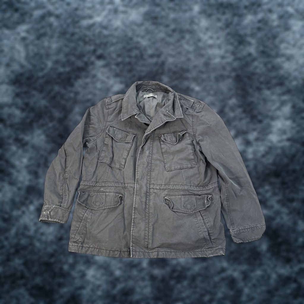 Gap Jacket Men XL Gray Field Coat Utility Military Chore Cotton Canvas