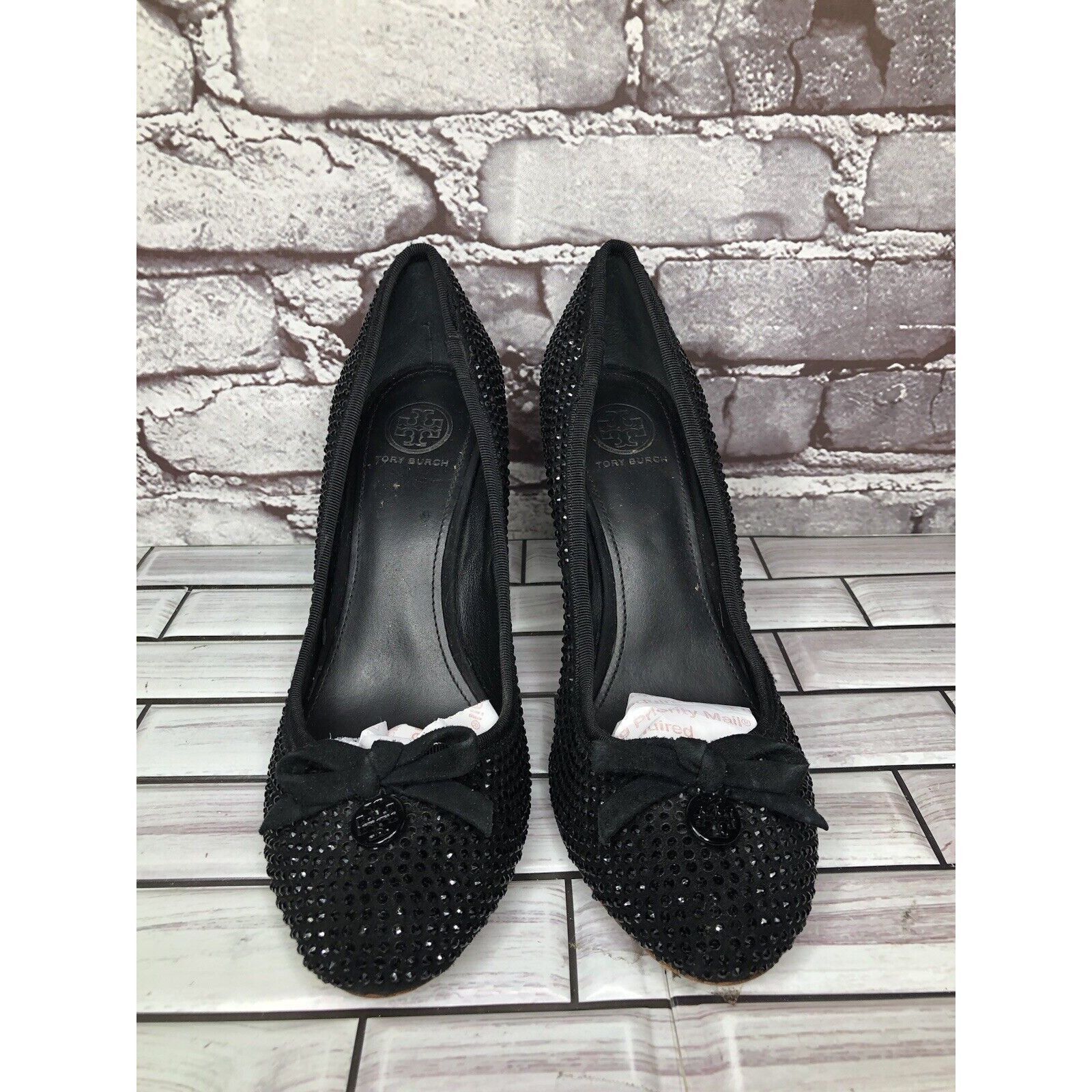 Tory Burch Tory Burch Phoenix Black Pump Rhinestone Soho Lux Suede Wome Size US 7.5 / IT 37.5 - 20 Thumbnail