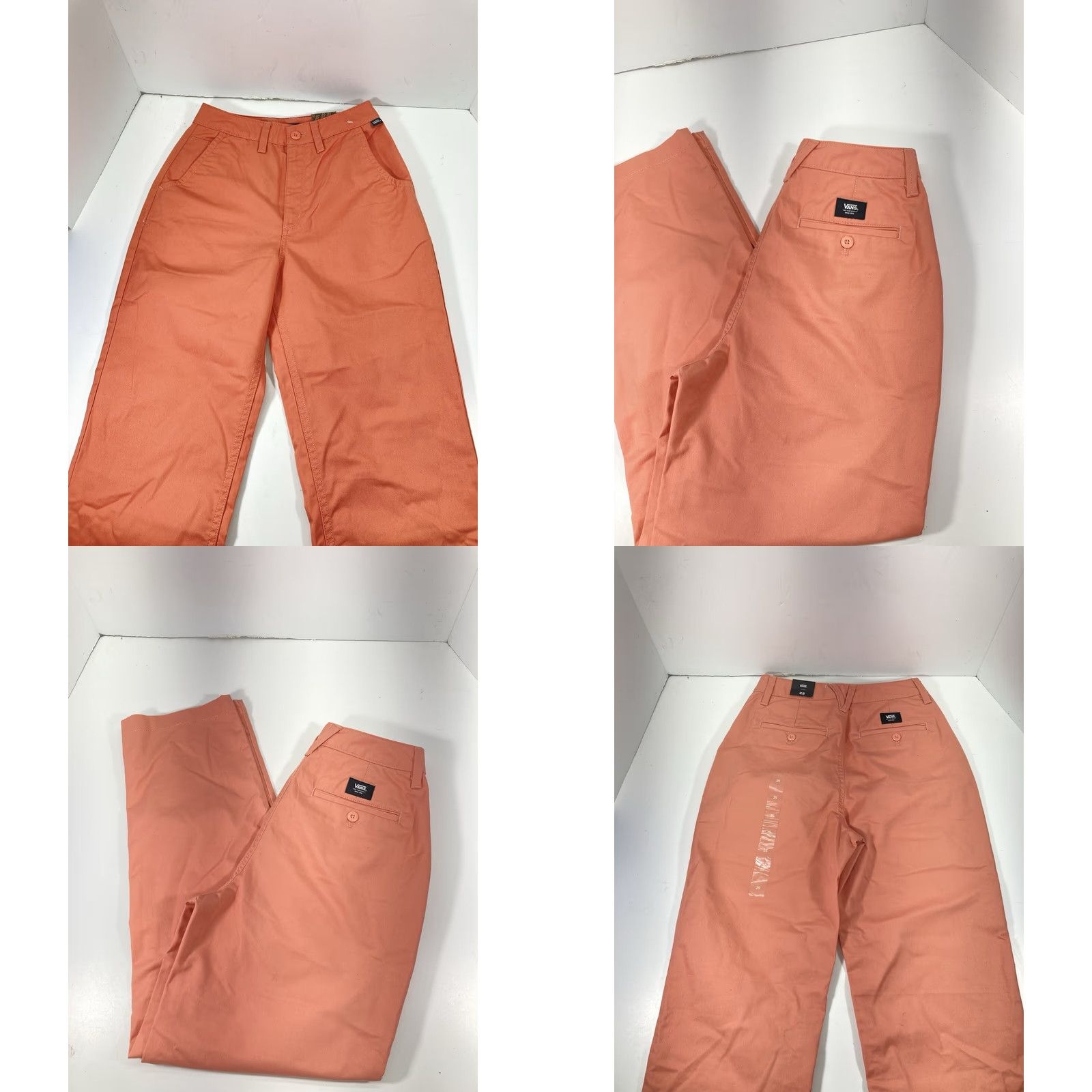 Vans VANS Chino Pants Women 25X30 Coral Flat Front Tapered Leg Stretch Casual NWT W Size 42" / US 20 - 9 Thumbnail