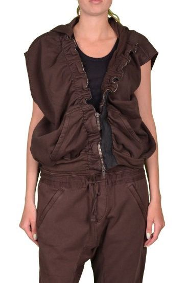 image of Ruched Sleeveless Hoodie Haider Ackermann Ss21 in Brown, Women's (Size Medium)
