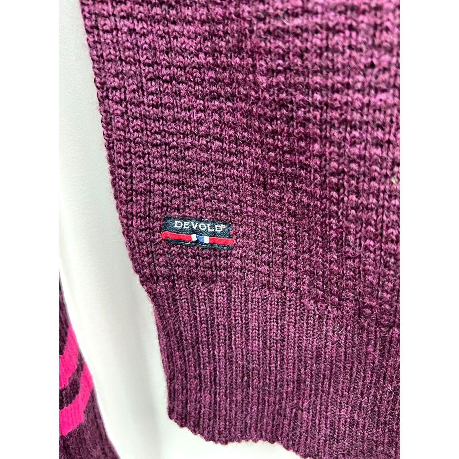 Vintage Devold Varde Zip Neck Plum Sweater XS Womens Cardigan Wool High Neck Sweatshirt Size XS / US 0-2 / IT 36-38 - 5 Thumbnail