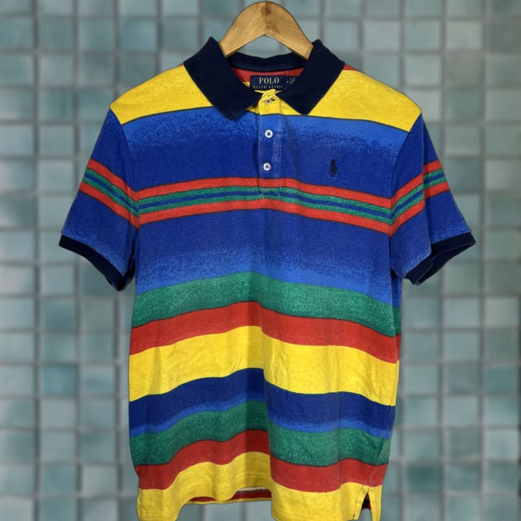 Polo Ralph Lauren Polo Ralph Lauren Polo Shirt Mens M Multicolor Stripe Terry Cloth Lightweight Breathable Casual Beach Golf Logo Short Sleeve Cotton Regular Size US M / EU 48-50 / 2 - 1 Thumbnail