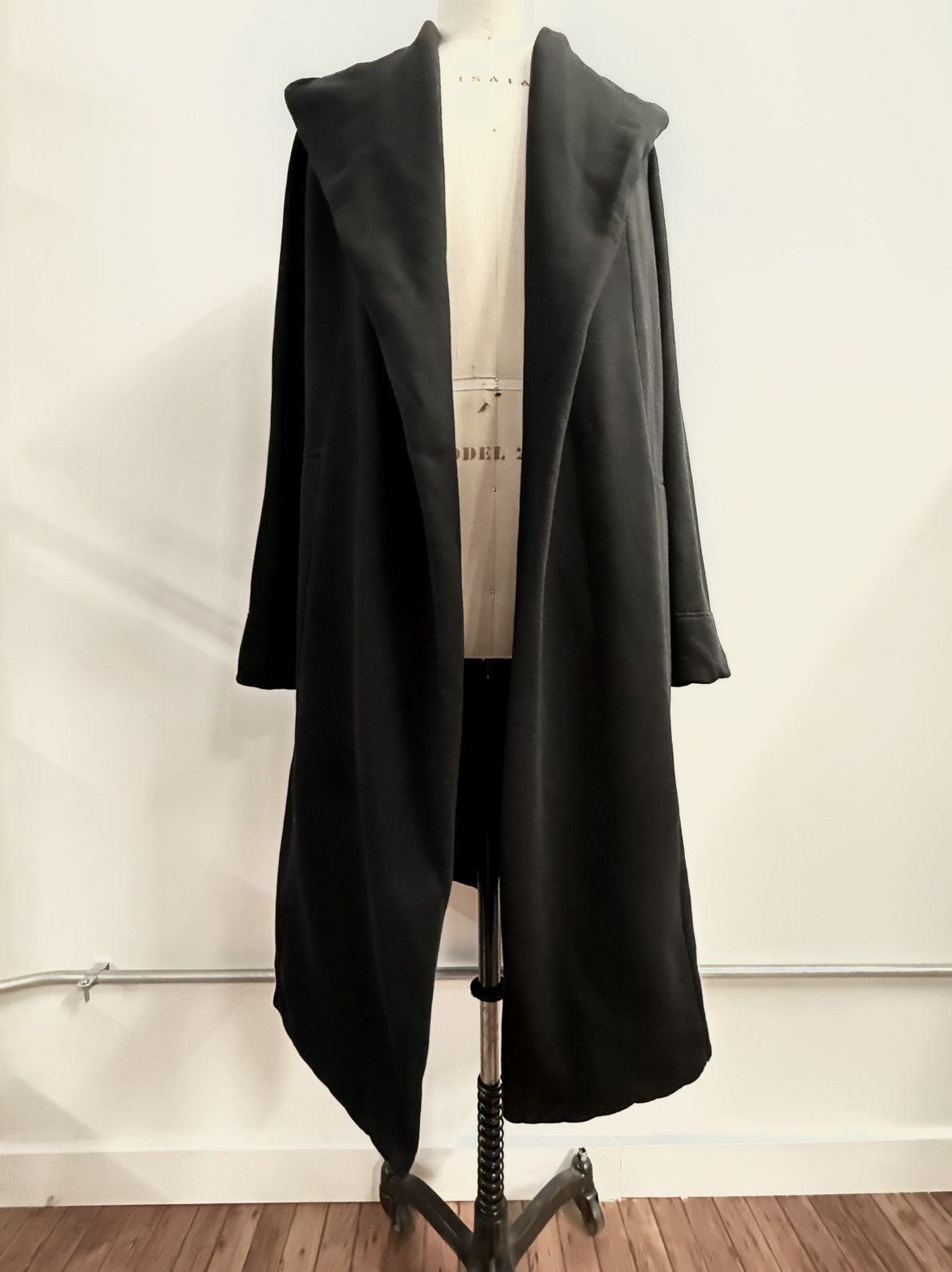 Rick Owens DRKSHDW FW17 Robe Hooded Belted Fleece Coat Black