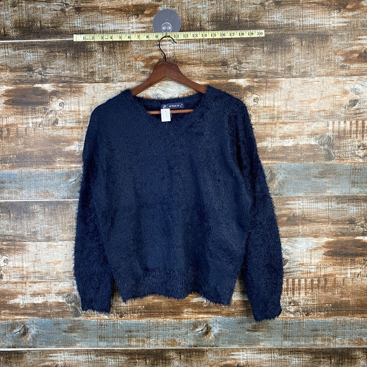 Vintage DL As Know As Dark Blue shaggy fur Mohair Knitwear #C1093 Size S / US 4 / IT 40 - 1 Thumbnail