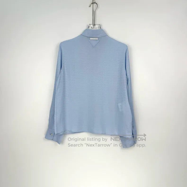 Prada Prada Blue full logo cloth triangle mulberry silk shirt Size US XXS / EU 40 - 4 Thumbnail