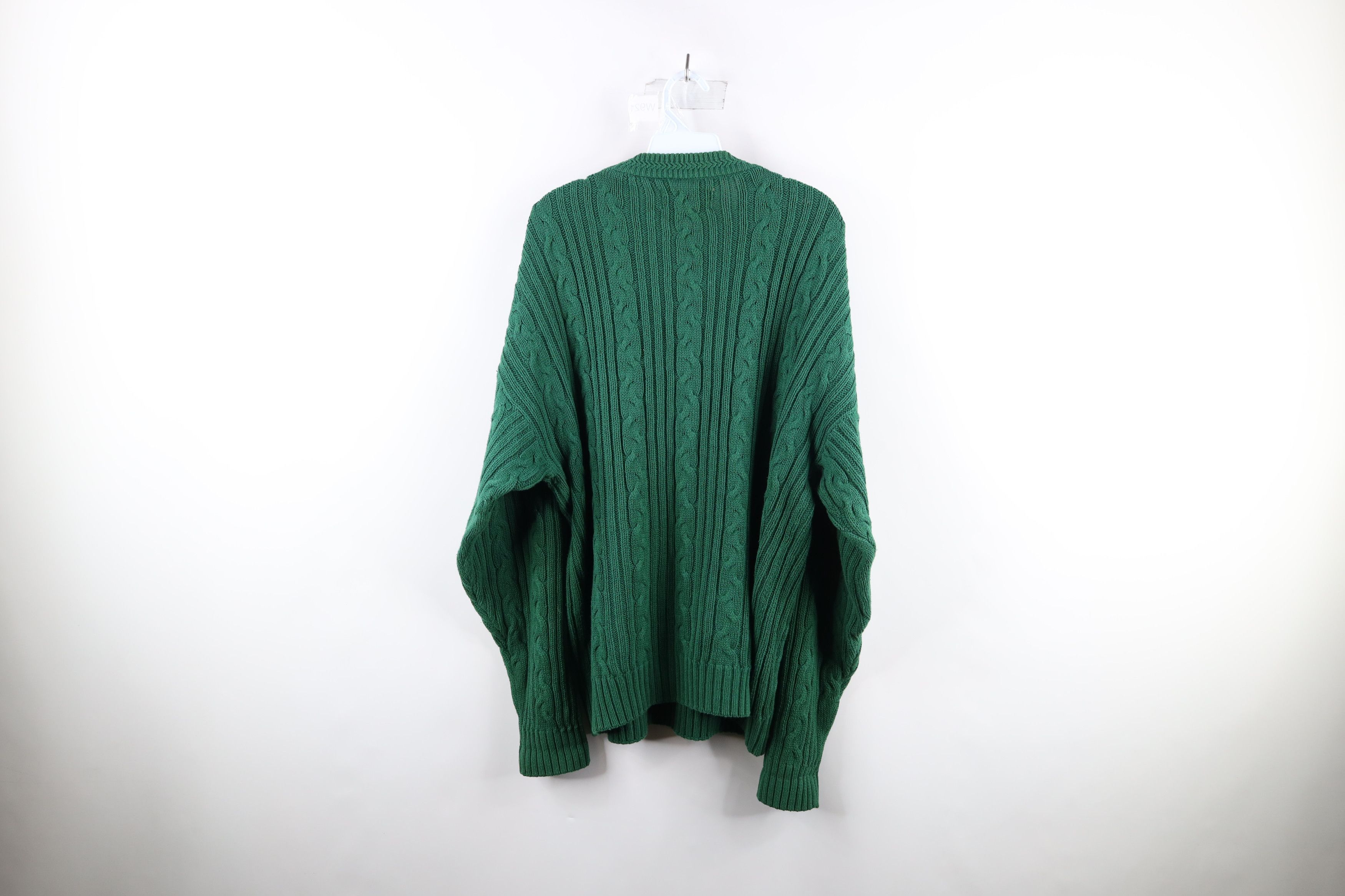 Eddie Bauer × Vintage Vintage 90s Eddie Bauer Cable Knit Crewneck Sweater Green Size US L / EU 52-54 / 3 - 8 Thumbnail