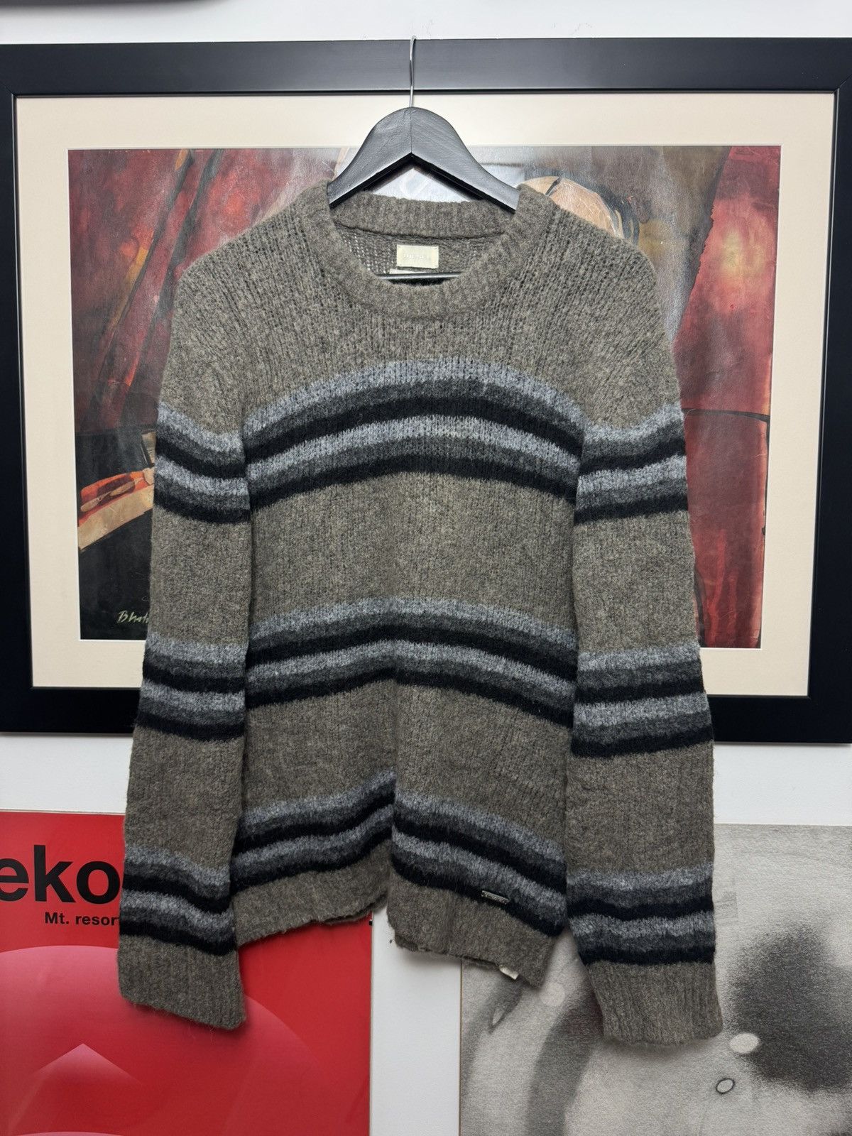 Diesel stripes knit Y2k beige sweater avantgarde vintage