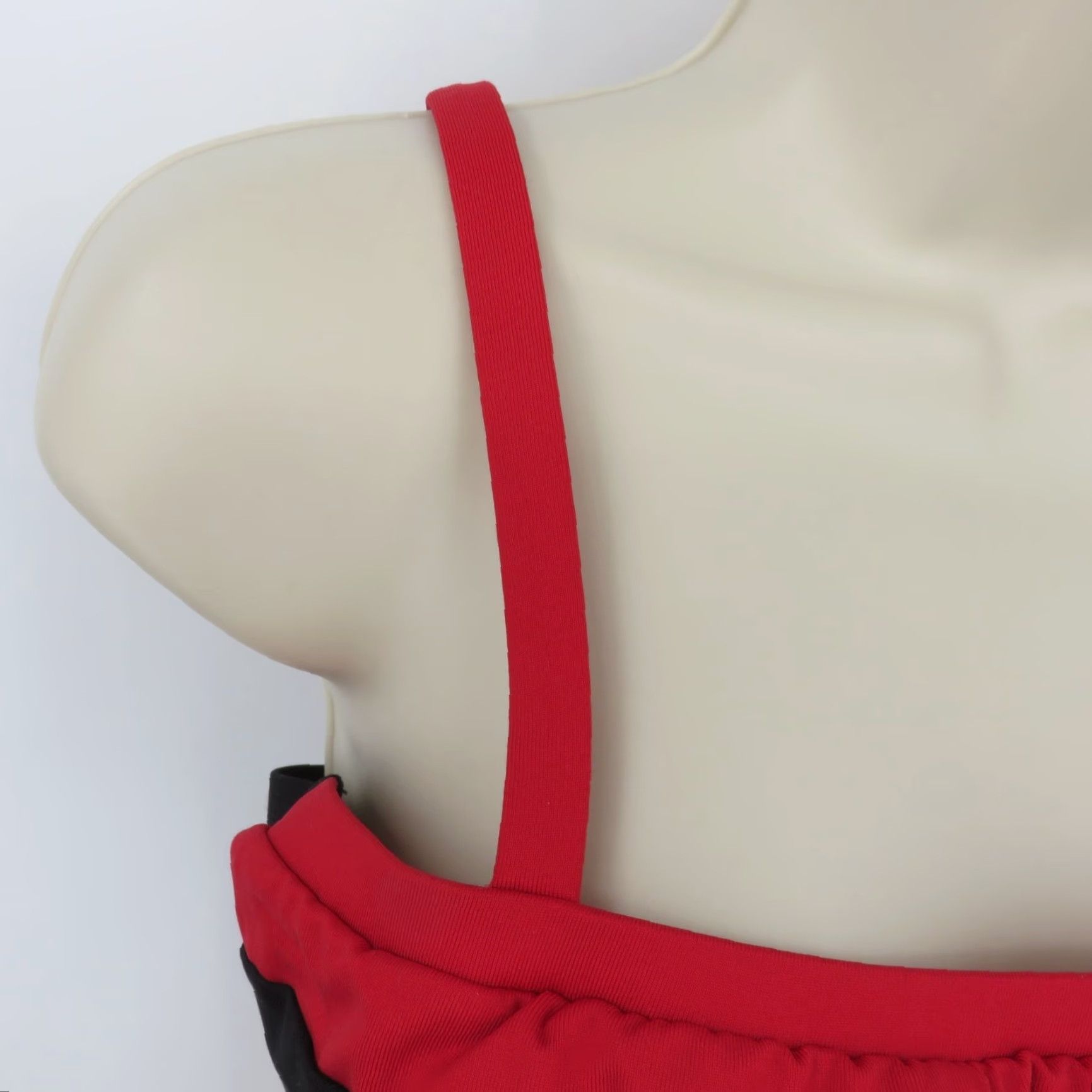 Ralph Lauren VINTAGE 90s Lauren Ralph Lauren Women Bikini Top Lined Spaghetti Strap Black Red 14 NYLON Top Womens Size XL / US 12-14 / IT 48-50 - 2 Thumbnail