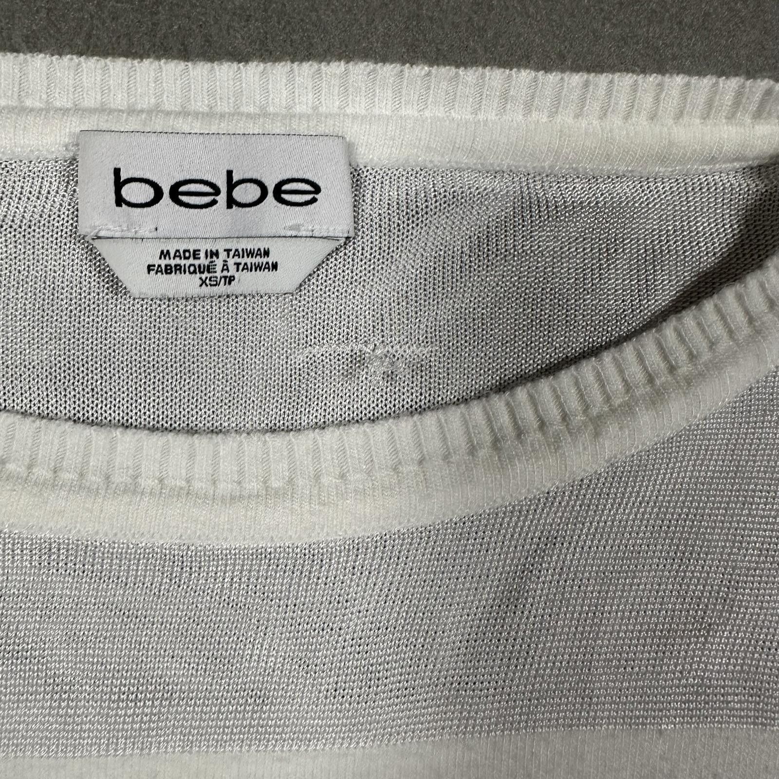 United Colors Of Benetton BEBE Sweater White Rhinestone Detail XS Y2K Size XS / US 0-2 / IT 36-38 - 3 Thumbnail
