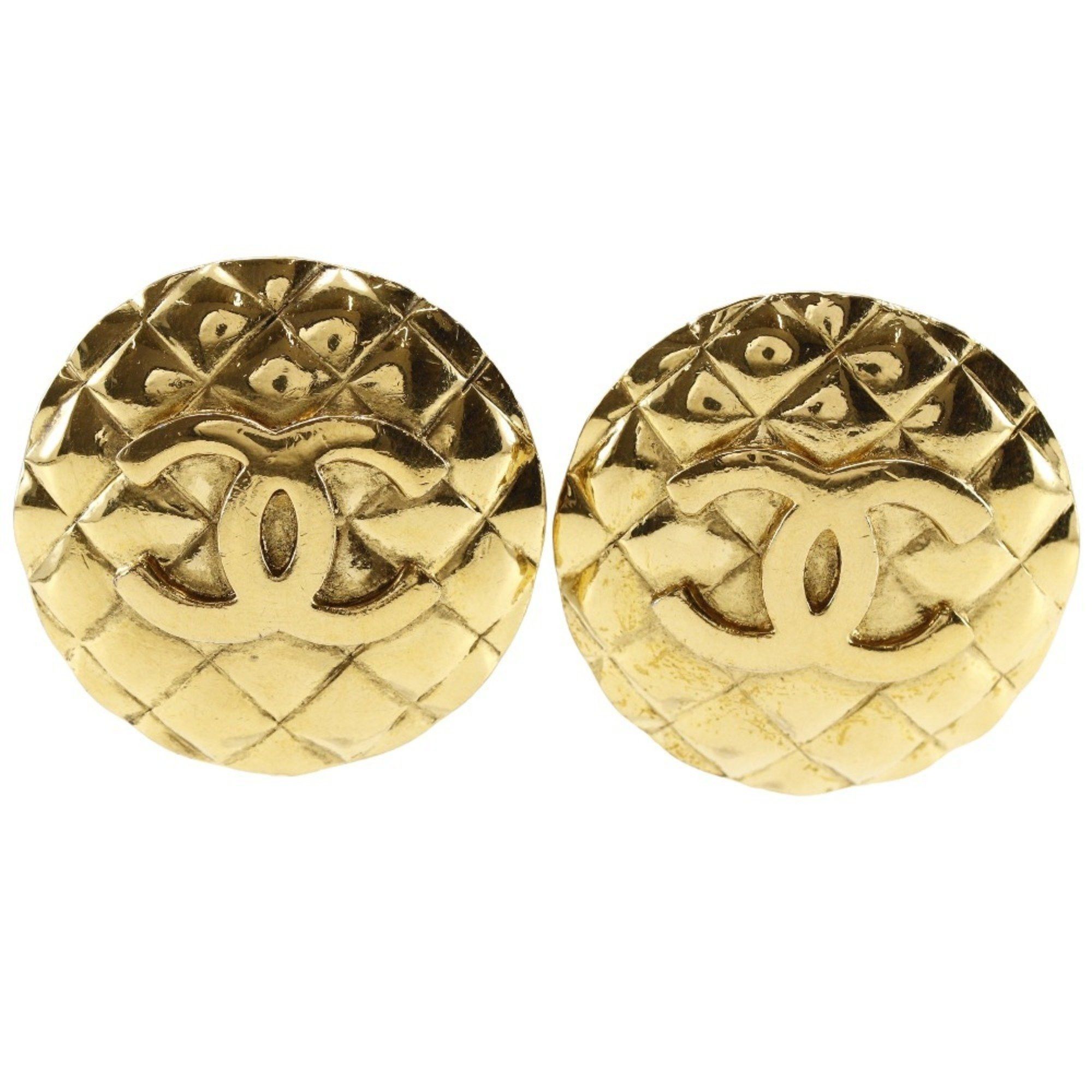 Chanel Chanel Coco Mark Earrings Matelasse Gold Plated 1988 23 Approx. 42.7g COCO Women's Size ONE SIZE - 1 Thumbnail