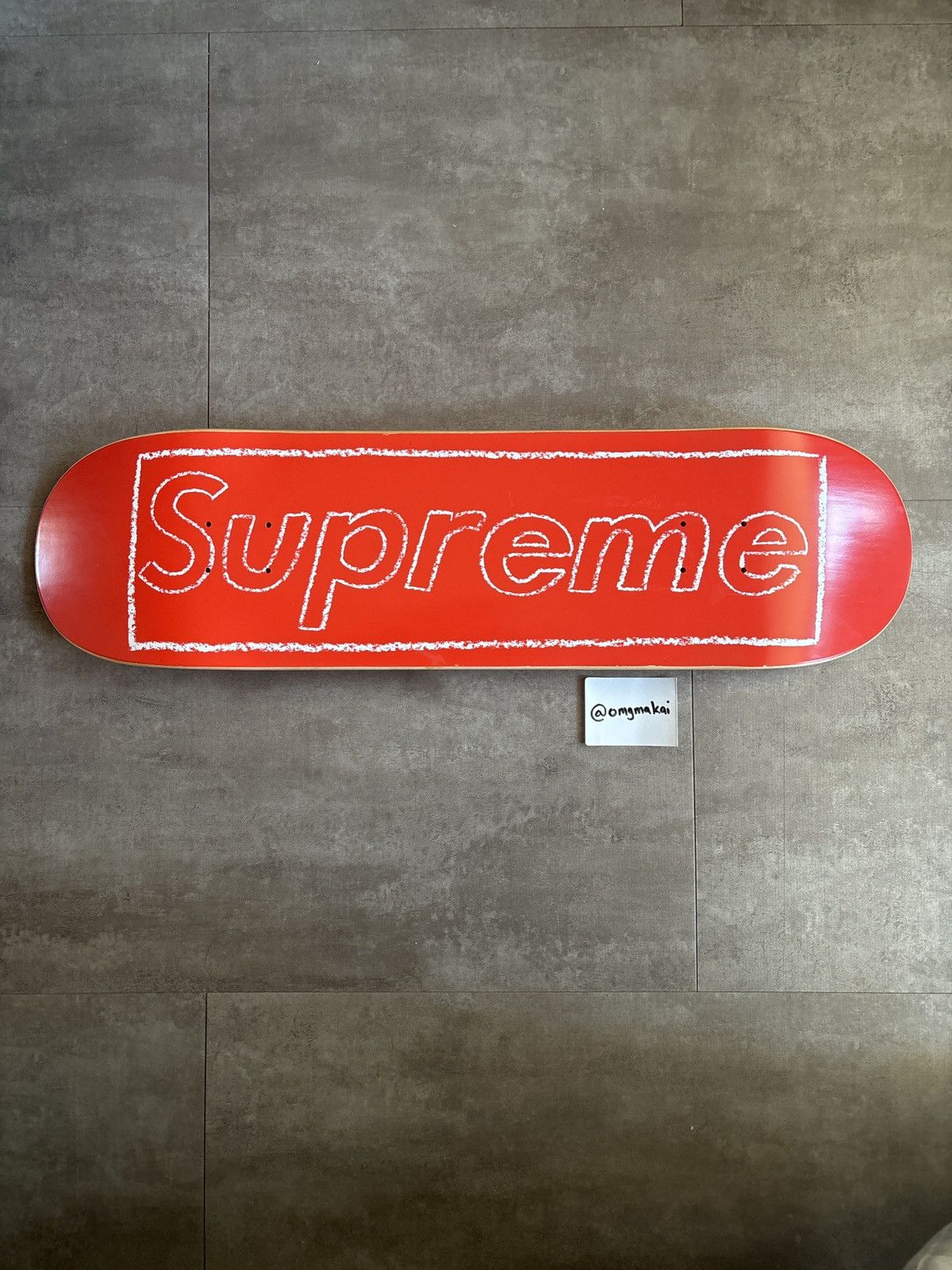 image of Supreme X Kaws Chalk Skateboard Deck in Red, Men's