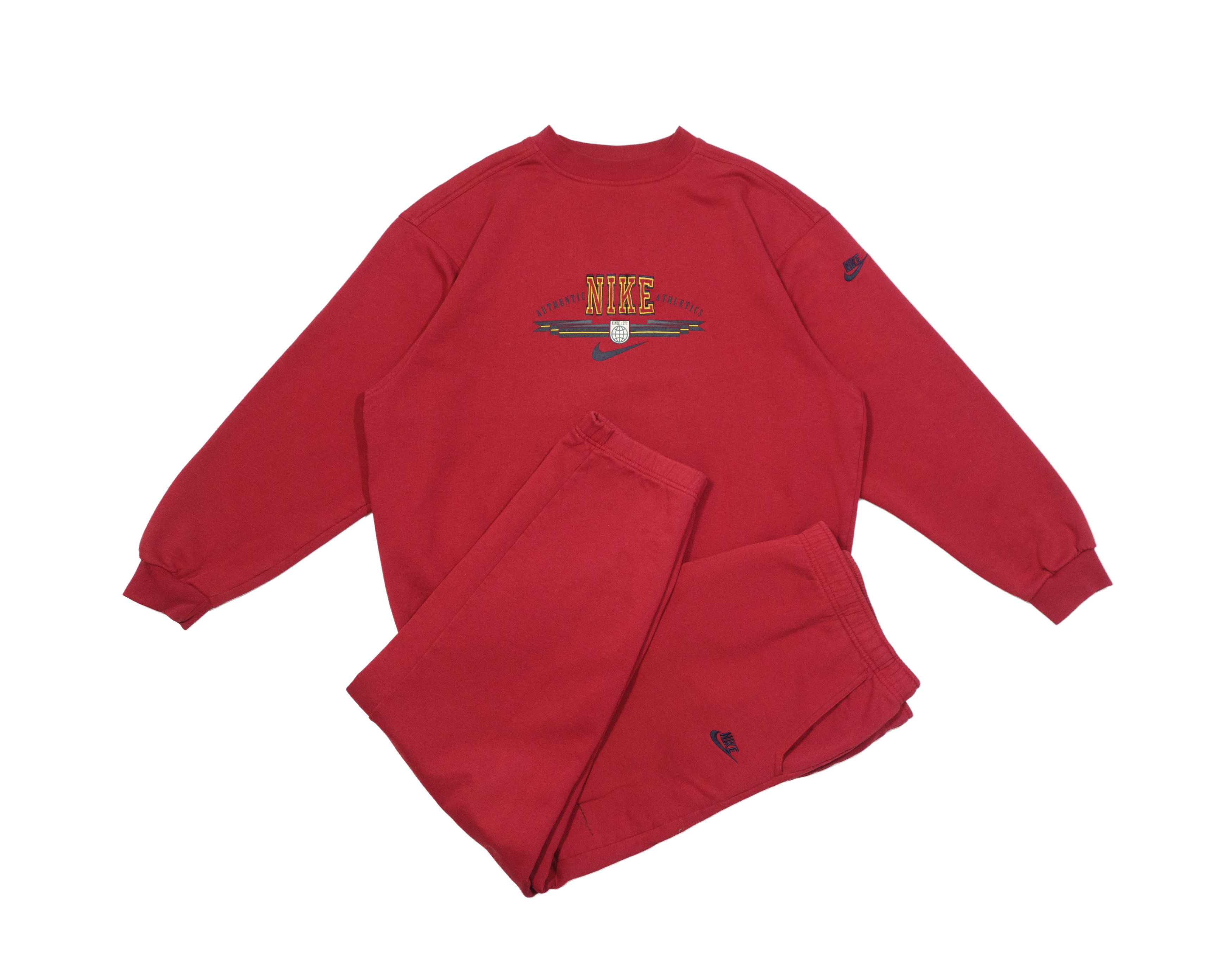 Nike 90s Swoosh Logo Baggy Cotton Athletics Full Tracksuit Set Size US XL / EU 56 / 4 - 1 Thumbnail