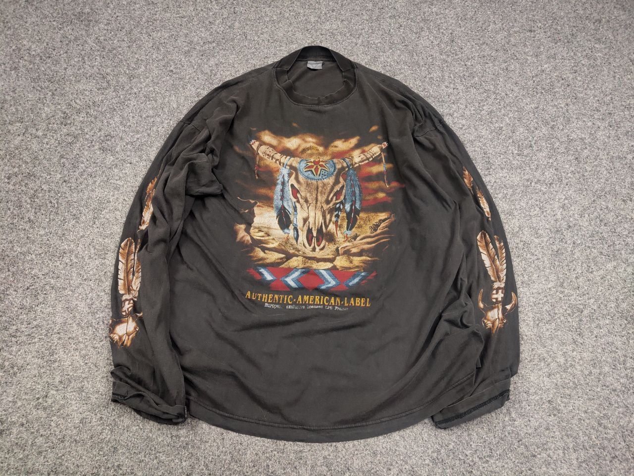 Vintage Vintage 90s Authentic American label skull horns long sleeve Size US L / EU 52-54 / 3 - 3 Thumbnail