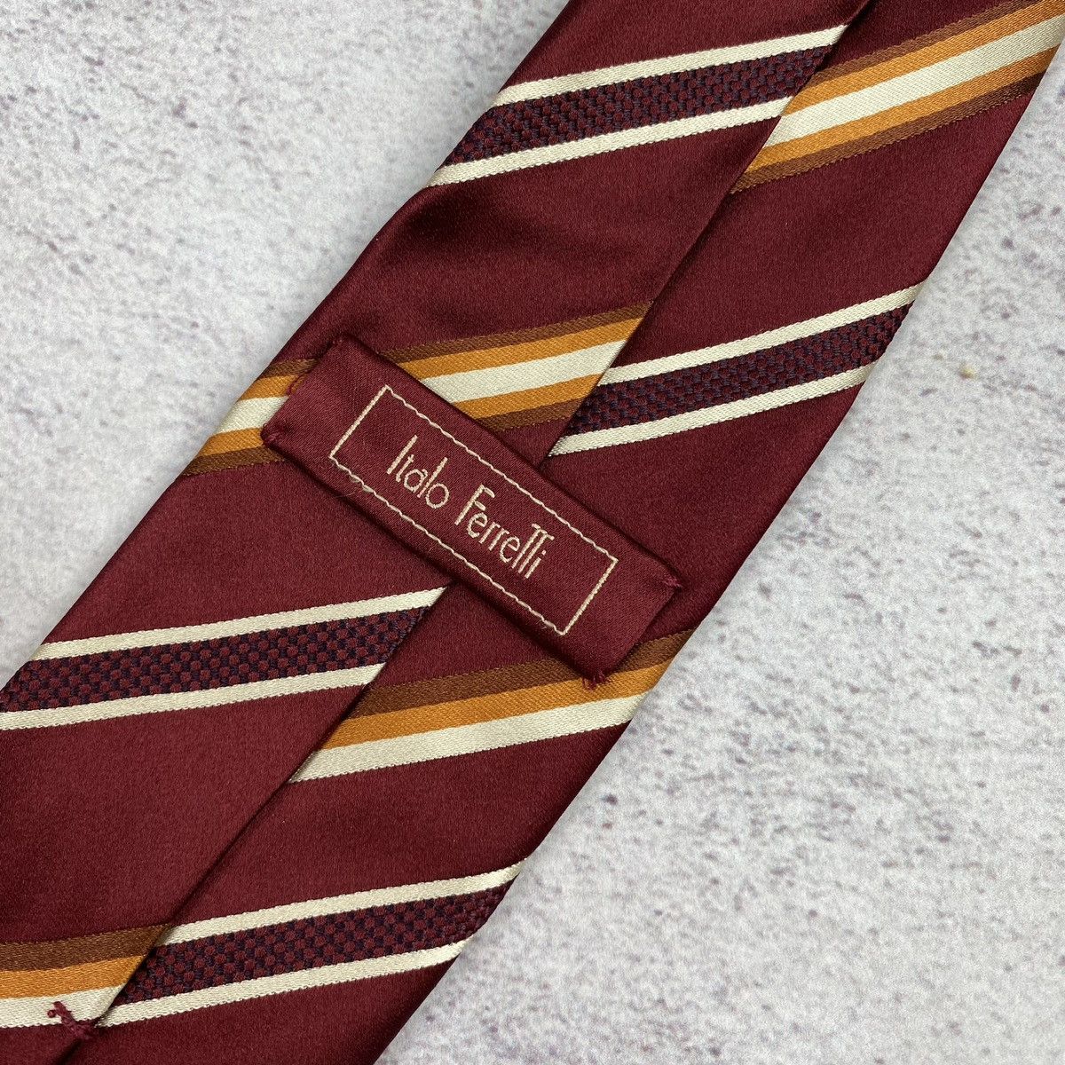 ITALO FERRETTI Men’s Tie Pure Silk Red Striped